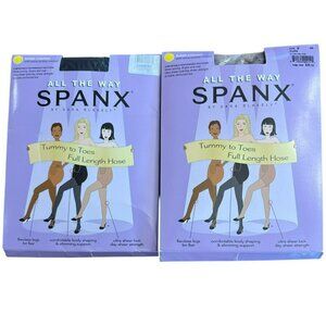 Spanx Size E PLUS All the Way Super Control Full Length Hose Black Nude LOT 2